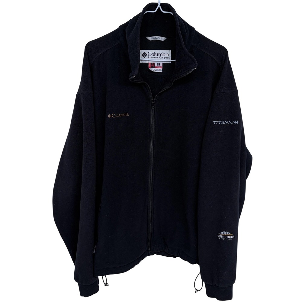 Black Columbia Full Zip Titanium Fleece Jacket XL Mens Omni-Therm Outdoor Gorp